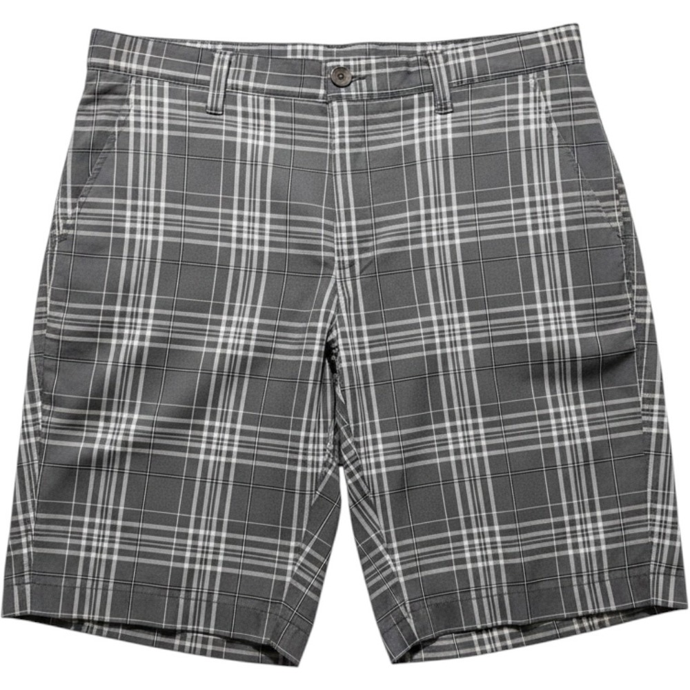 Under Armour Shorts Mens 38 Grey Plaid Golf Performance Flat Front Athletic
